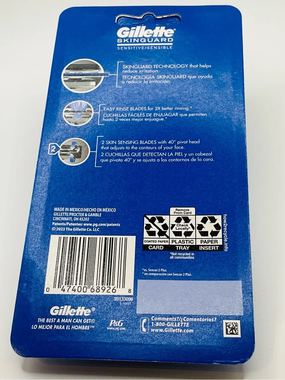 NEW Mens Gillette Skinguard Sensitive Disposable Razors - 1 Pack / 4 Razors